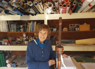 Creative Bookbinding tutor Rosie-Anne Pinney in her workshop.