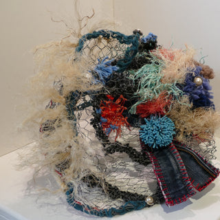 Another angle of The Tangle Within - sculpture made from reclaimed and recycled materials by local artists Maggy J.