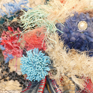 Close-up of The Tangle Within - sculpture made from reclaimed and recycled materials by local artists Maggy J.
